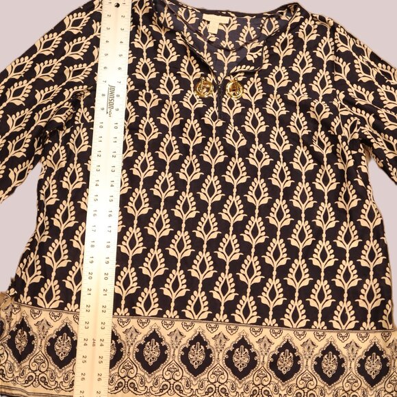 Charter Club Sheer Boho Tunic Top – Navy/Tan – Gold Clasp – Size XL - Picture 3 of 9